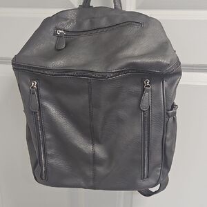 Stylish Black Leather Backpack